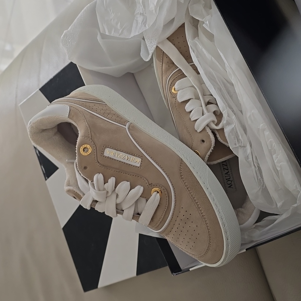 Aquazzura sneakers, size 37, soft beige